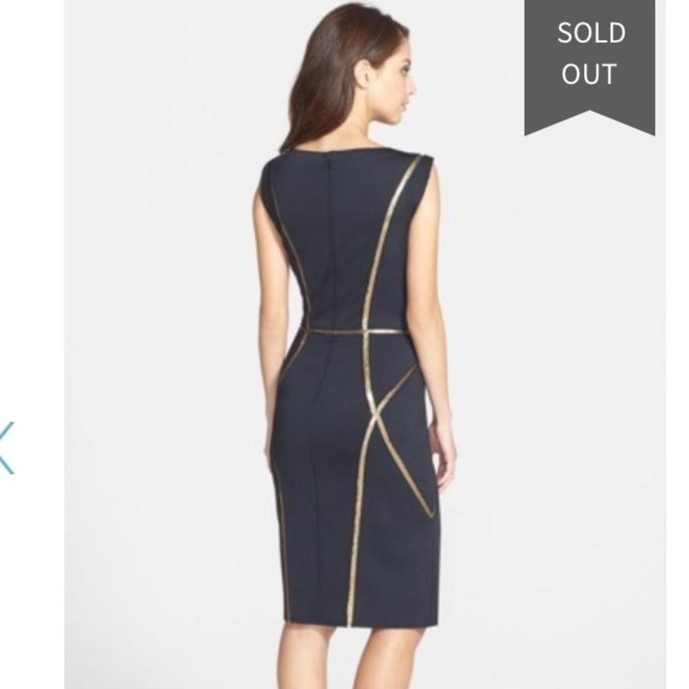 - Tadashi shoji sequin trim sheath neoprene dress classy wedding minimalist - Picture 3 of 5